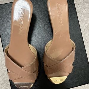 Jimmy Choo Tan platform sandals .